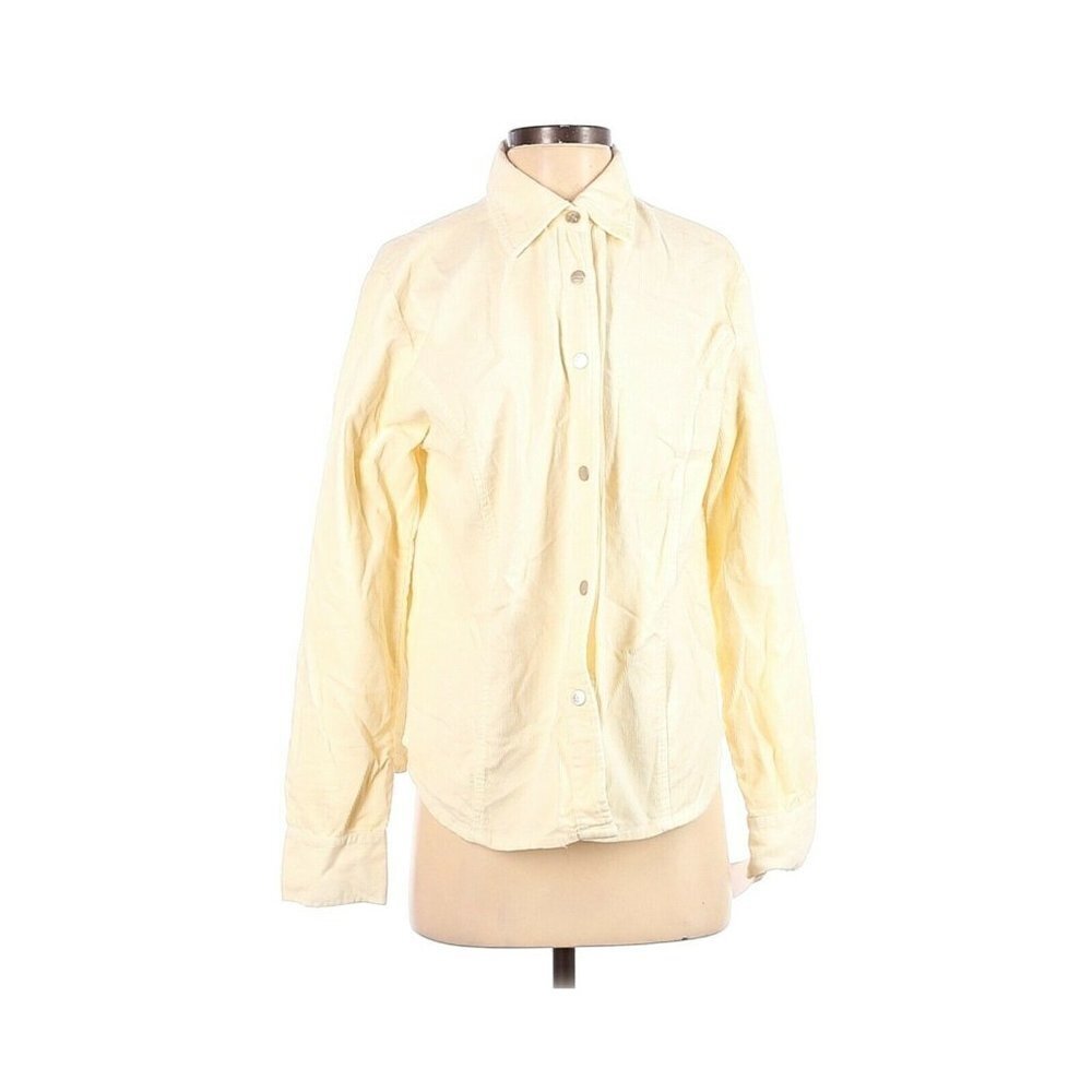 Mod-O-Doc Yellow Corduroy Button Down Long Blouse - image 1